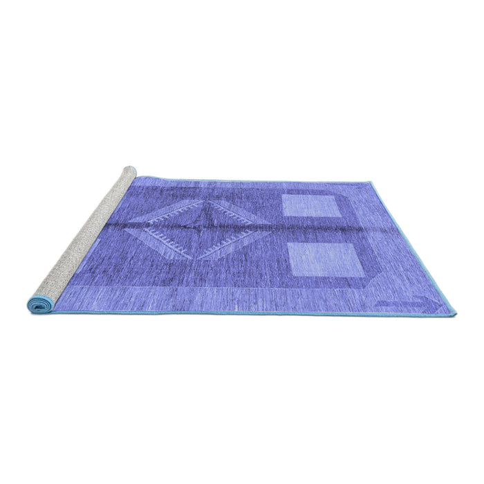 Sideview of Machine Washable Abstract Blue Modern Rug, wshabs1548blu
