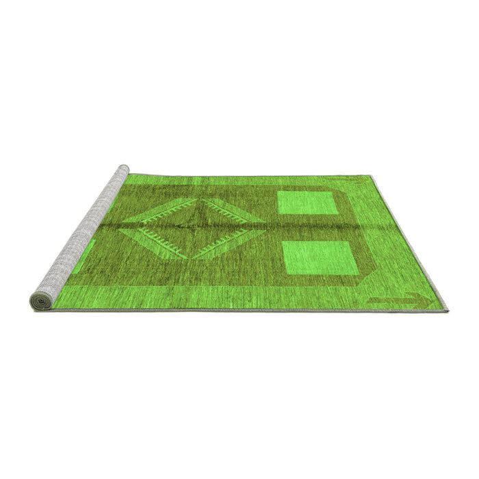 Sideview of Machine Washable Abstract Green Modern Area Rugs, wshabs1548grn