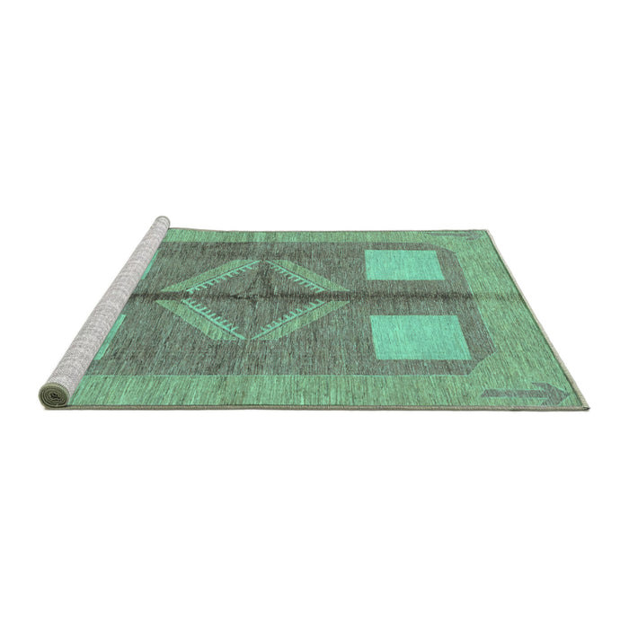 Sideview of Machine Washable Abstract Turquoise Modern Area Rugs, wshabs1548turq