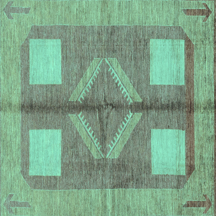 Square Machine Washable Abstract Turquoise Modern Area Rugs, wshabs1548turq
