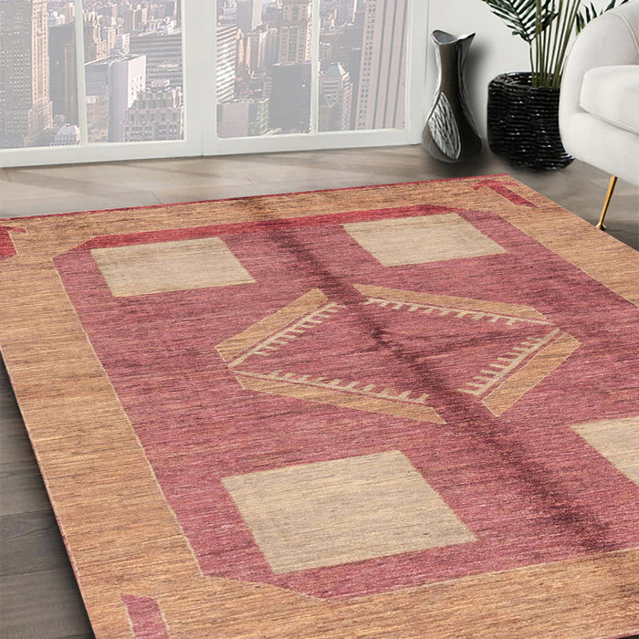 Abstract Brown Sand Brown Modern Rug in Family Room, abs1548