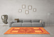 Machine Washable Abstract Orange Modern Area Rugs in a Living Room, wshabs1548org