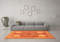 Machine Washable Abstract Orange Modern Rug, wshabs1548org