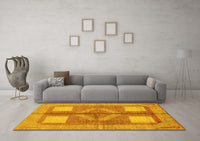 Machine Washable Abstract Yellow Modern Rug, wshabs1548yw