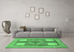 Machine Washable Abstract Emerald Green Modern Area Rugs in a Living Room,, wshabs1548emgrn