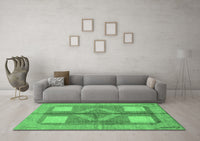 Machine Washable Abstract Emerald Green Modern Rug, wshabs1548emgrn