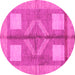 Round Machine Washable Abstract Pink Modern Rug, wshabs1548pnk