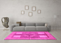 Machine Washable Abstract Pink Modern Rug, wshabs1548pnk