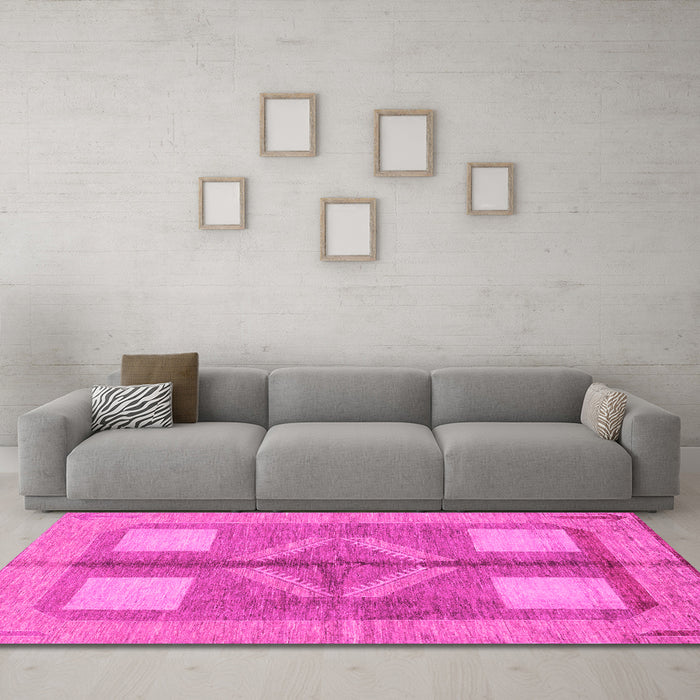 Machine Washable Abstract Pink Modern Rug in a Living Room, wshabs1548pnk
