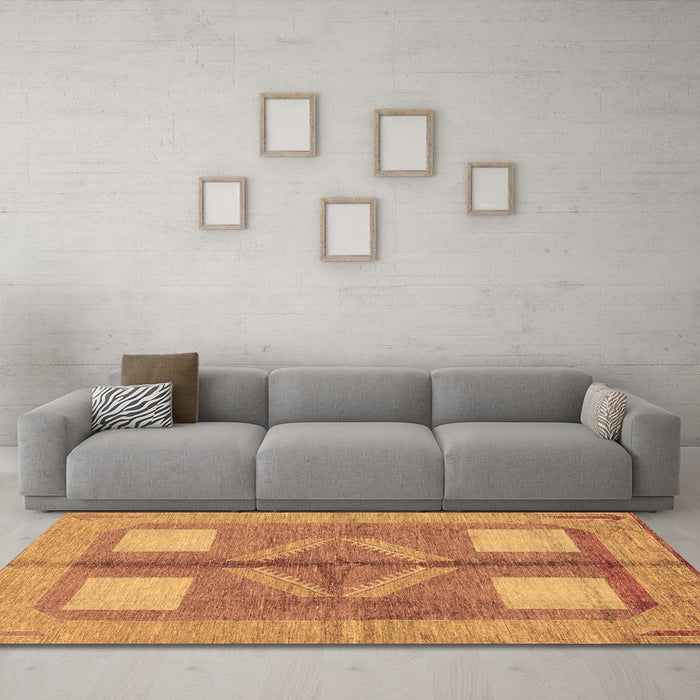 Machine Washable Abstract Brown Modern Rug in a Living Room,, wshabs1548brn