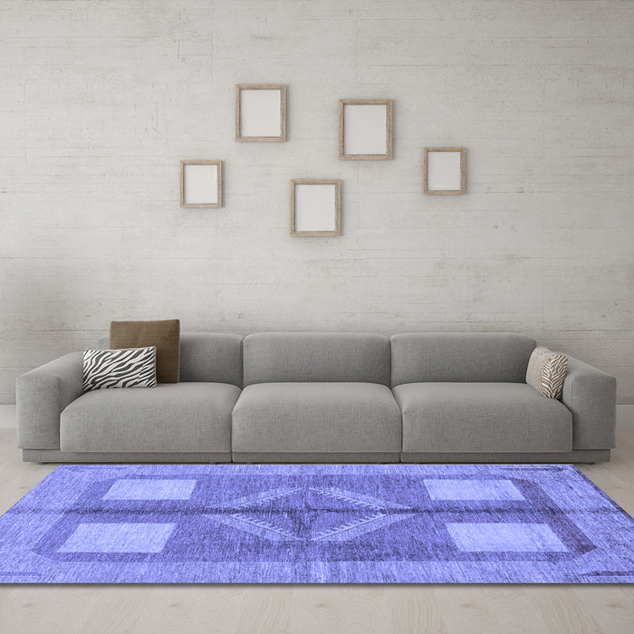 Machine Washable Abstract Blue Modern Rug in a Living Room, wshabs1548blu