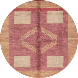 Round Abstract Brown Sand Brown Modern Rug, abs1548
