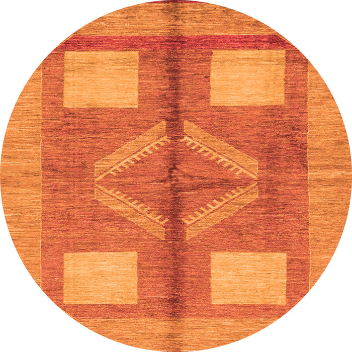 Round Abstract Orange Modern Rug, abs1548org