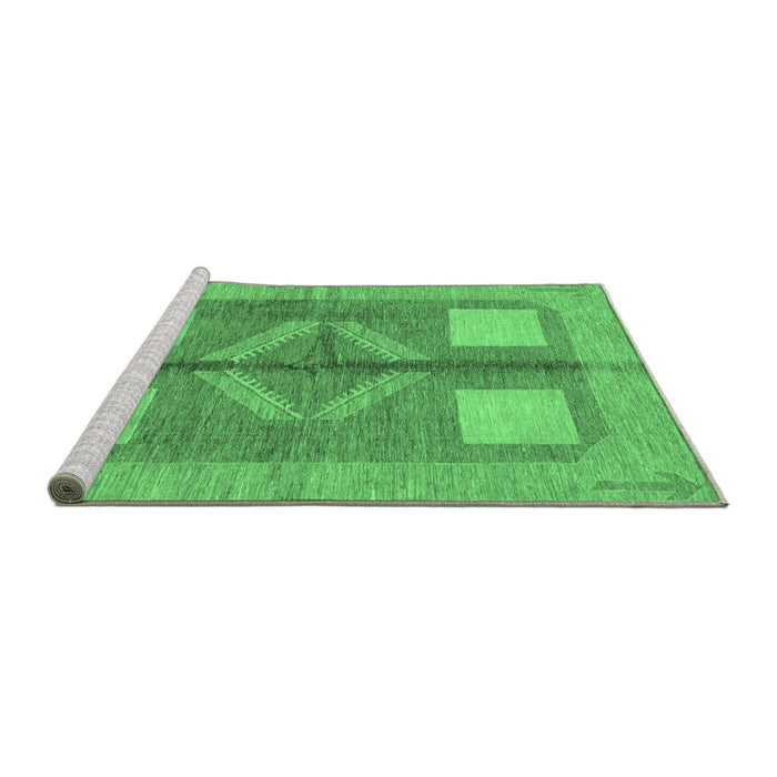 Sideview of Machine Washable Abstract Emerald Green Modern Area Rugs, wshabs1548emgrn