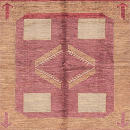 Square Abstract Brown Sand Brown Modern Rug, abs1548