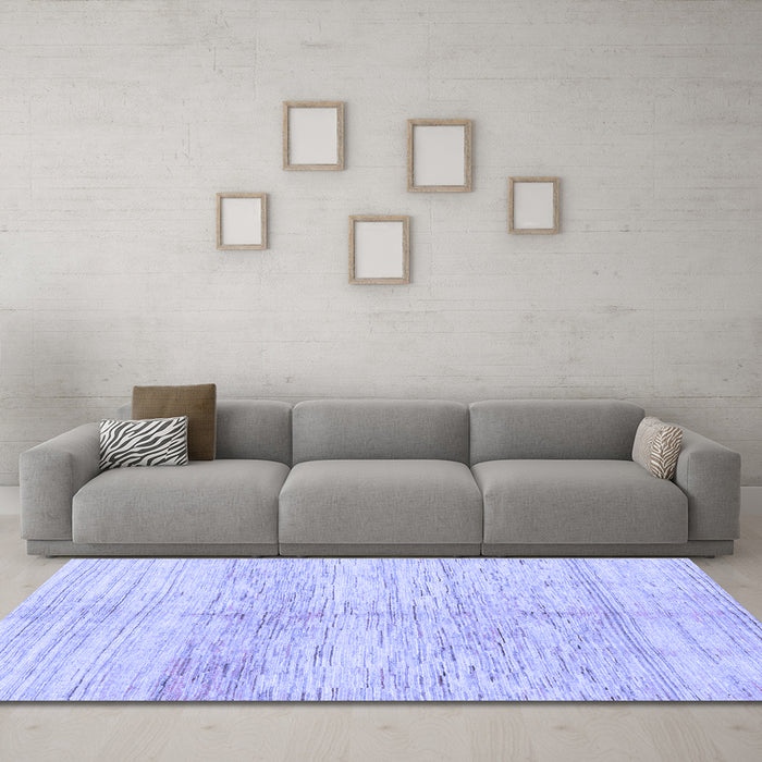 Machine Washable Solid Blue Modern Rug in a Living Room, wshabs1549blu