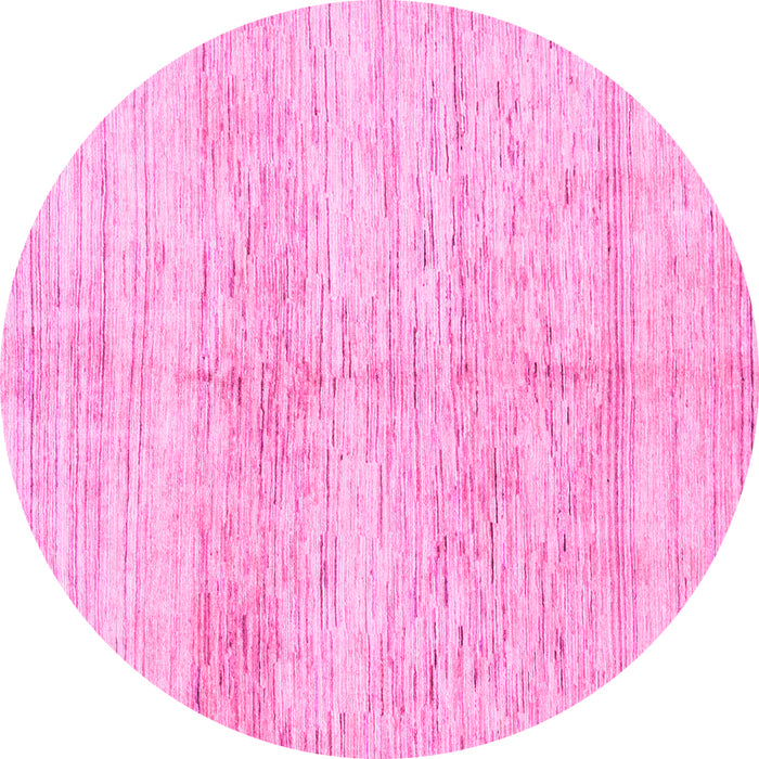 Round Machine Washable Solid Pink Modern Rug, wshabs1549pnk