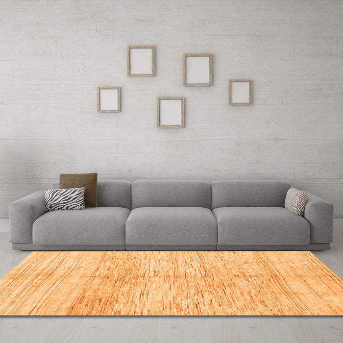 Machine Washable Solid Orange Modern Area Rugs in a Living Room, wshabs1549org