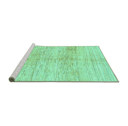 Sideview of Machine Washable Solid Turquoise Modern Area Rugs, wshabs1549turq