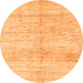 Round Machine Washable Solid Orange Modern Area Rugs, wshabs1549org