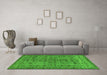 Machine Washable Abstract Green Modern Area Rugs in a Living Room,, wshabs154grn