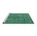 Sideview of Machine Washable Abstract Turquoise Modern Area Rugs, wshabs154turq