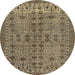 Round Machine Washable Abstract Red Brown Rug, wshabs154