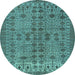 Round Machine Washable Abstract Light Blue Modern Rug, wshabs154lblu