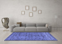 Machine Washable Abstract Blue Modern Rug, wshabs154blu