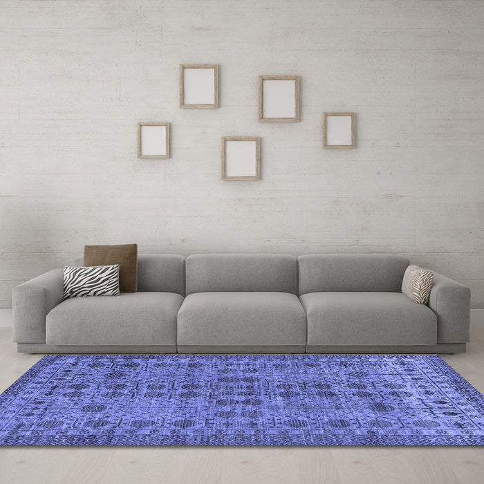 Machine Washable Abstract Blue Modern Rug in a Living Room, wshabs154blu