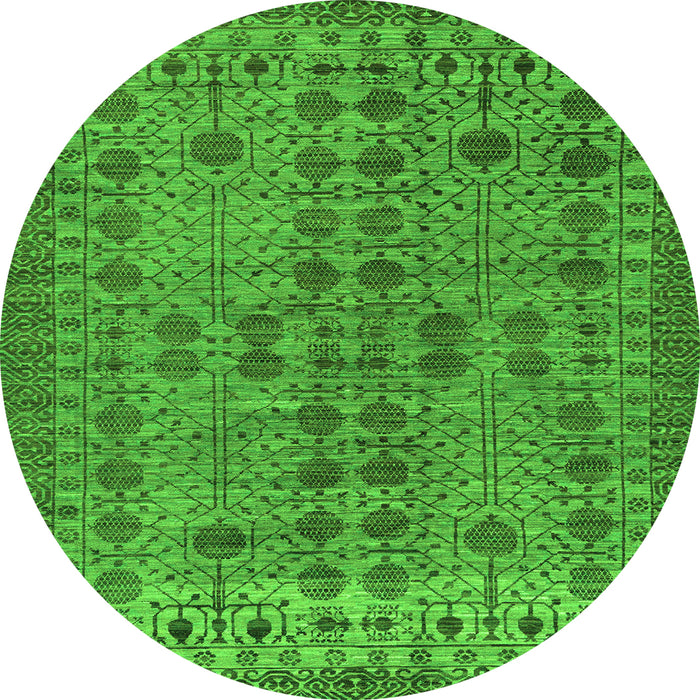 Round Abstract Green Modern Rug, abs154grn