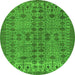 Round Abstract Green Modern Rug, abs154grn