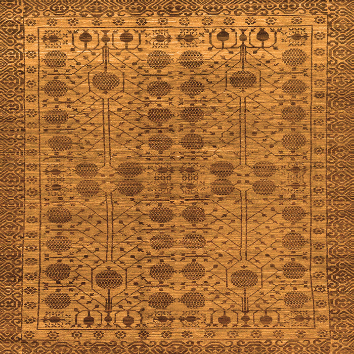 Square Machine Washable Abstract Orange Modern Area Rugs, wshabs154org