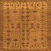 Square Machine Washable Abstract Orange Modern Area Rugs, wshabs154org