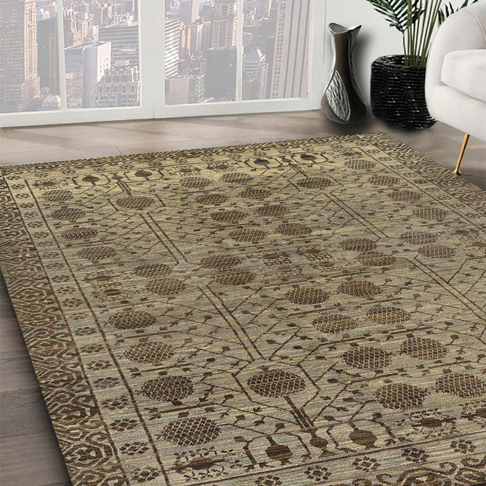 Abstract Reddish Brown Modern Rug in Family Room, abs154