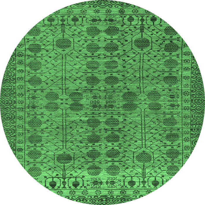 Round Abstract Emerald Green Modern Rug, abs154emgrn