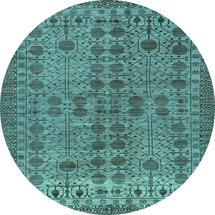 Round Abstract Light Blue Modern Rug, abs154lblu