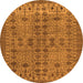 Round Machine Washable Abstract Orange Modern Area Rugs, wshabs154org