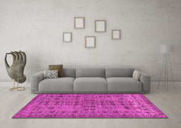 Machine Washable Abstract Pink Modern Rug in a Living Room, wshabs154pnk
