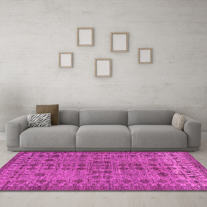 Machine Washable Abstract Pink Modern Rug in a Living Room, wshabs154pnk