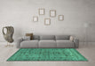 Machine Washable Abstract Turquoise Modern Area Rugs in a Living Room,, wshabs154turq