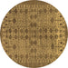 Round Abstract Brown Modern Rug, abs154brn