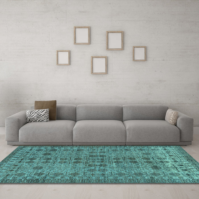Machine Washable Abstract Light Blue Modern Rug in a Living Room, wshabs154lblu