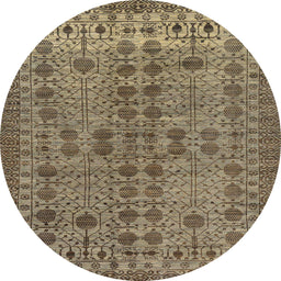 Round Abstract Reddish Brown Modern Rug, abs154