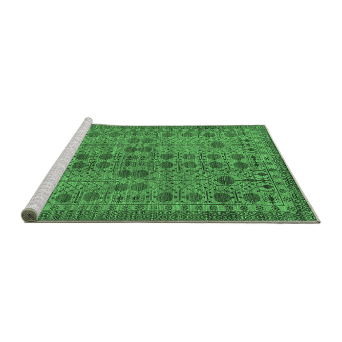 Sideview of Machine Washable Abstract Emerald Green Modern Area Rugs, wshabs154emgrn