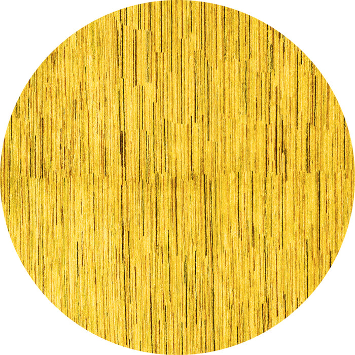 Round Machine Washable Solid Yellow Modern Rug, wshabs1550yw