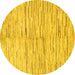 Round Machine Washable Solid Yellow Modern Rug, wshabs1550yw