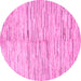 Round Machine Washable Solid Pink Modern Rug, wshabs1550pnk