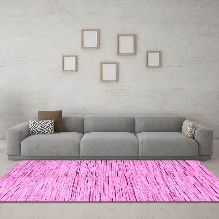 Machine Washable Solid Pink Modern Rug in a Living Room, wshabs1550pnk