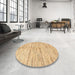 Round Abstract Gold Solid Rug in a Office, abs1550